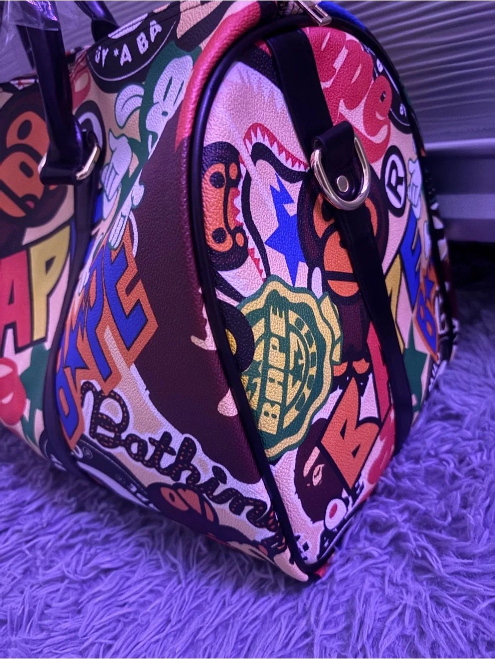Graphic graffiti custom duffel bag
